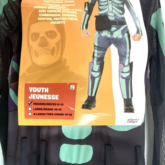 InSpirit Designs Kids' Fortnite Skull Trooper Green Halloween Costume M - Picture 9 of 10